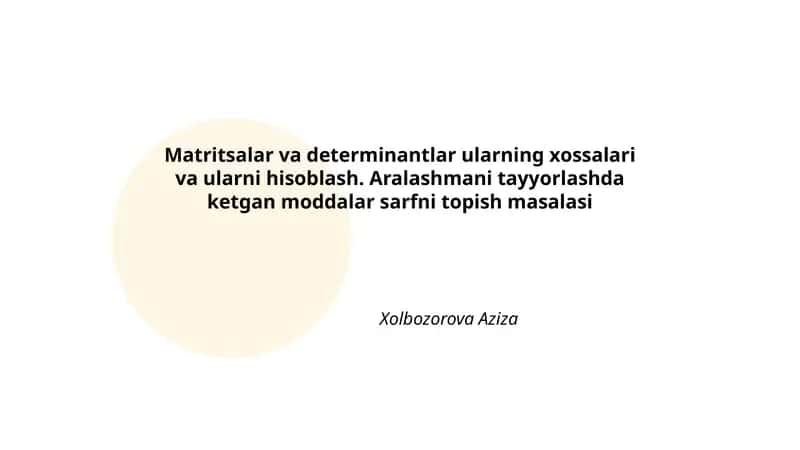 Matritsalar va Determinantlar 1