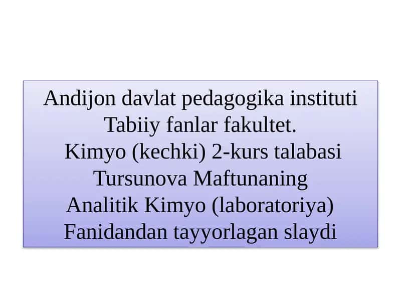 Analitik Kimyo Ta'limi 1