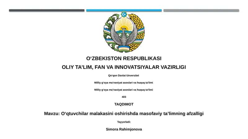 Oʻqtuvchilar malakasini oshirishda masofaviy taʼlimning afzalligi 1