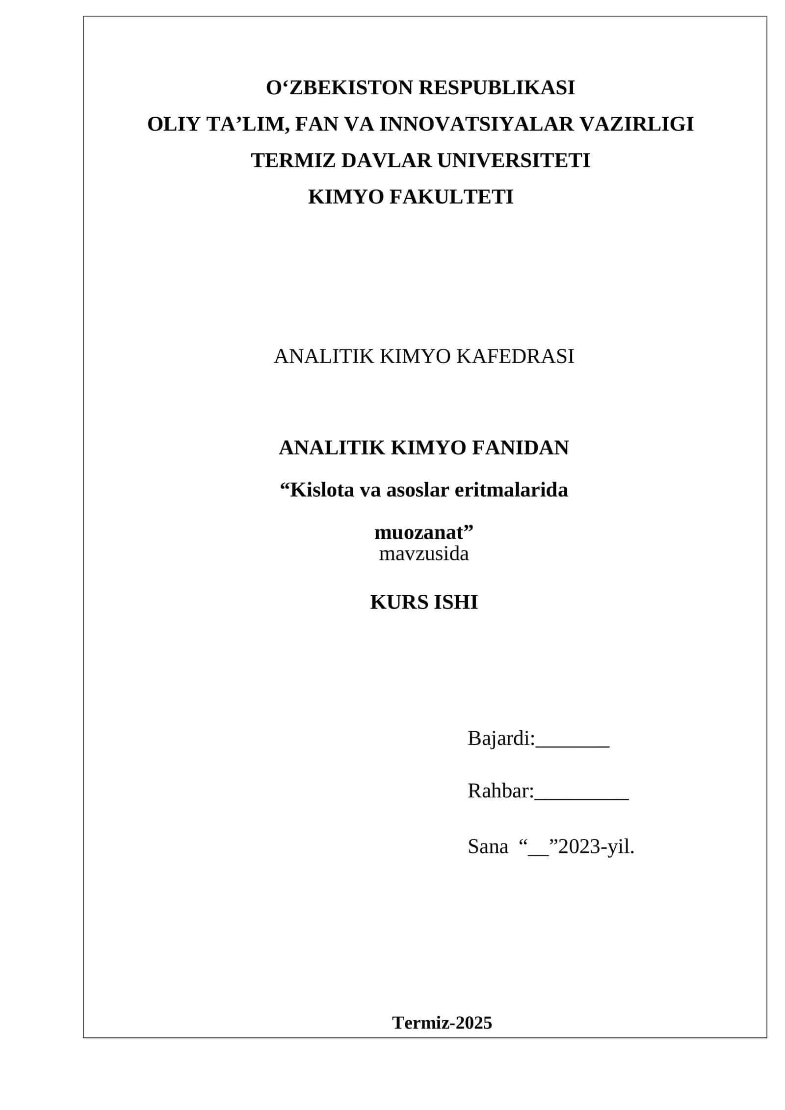 Kislota va asoslar eritmalarida muozanat 1