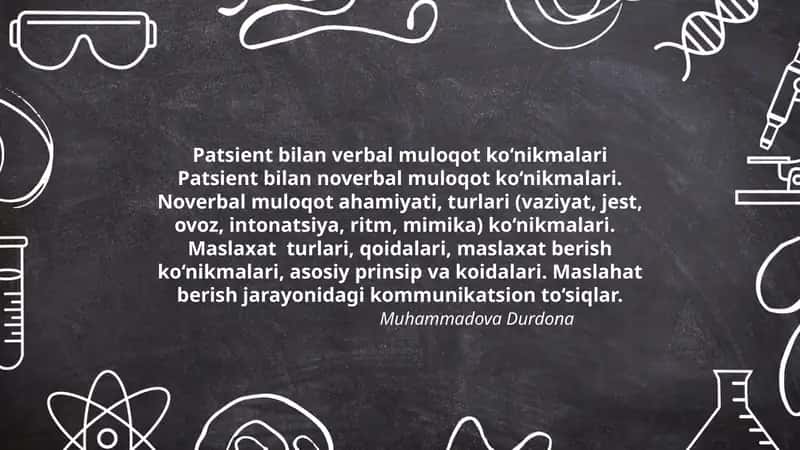 Patsient bilan verbal muloqot ko‘nikmalari 1