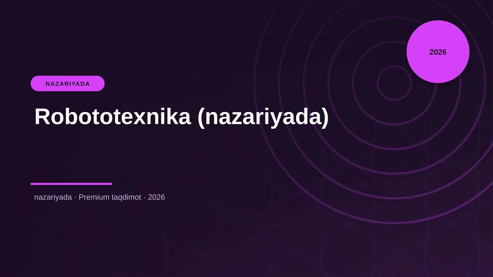 Robototexnika (nazariyada) 1