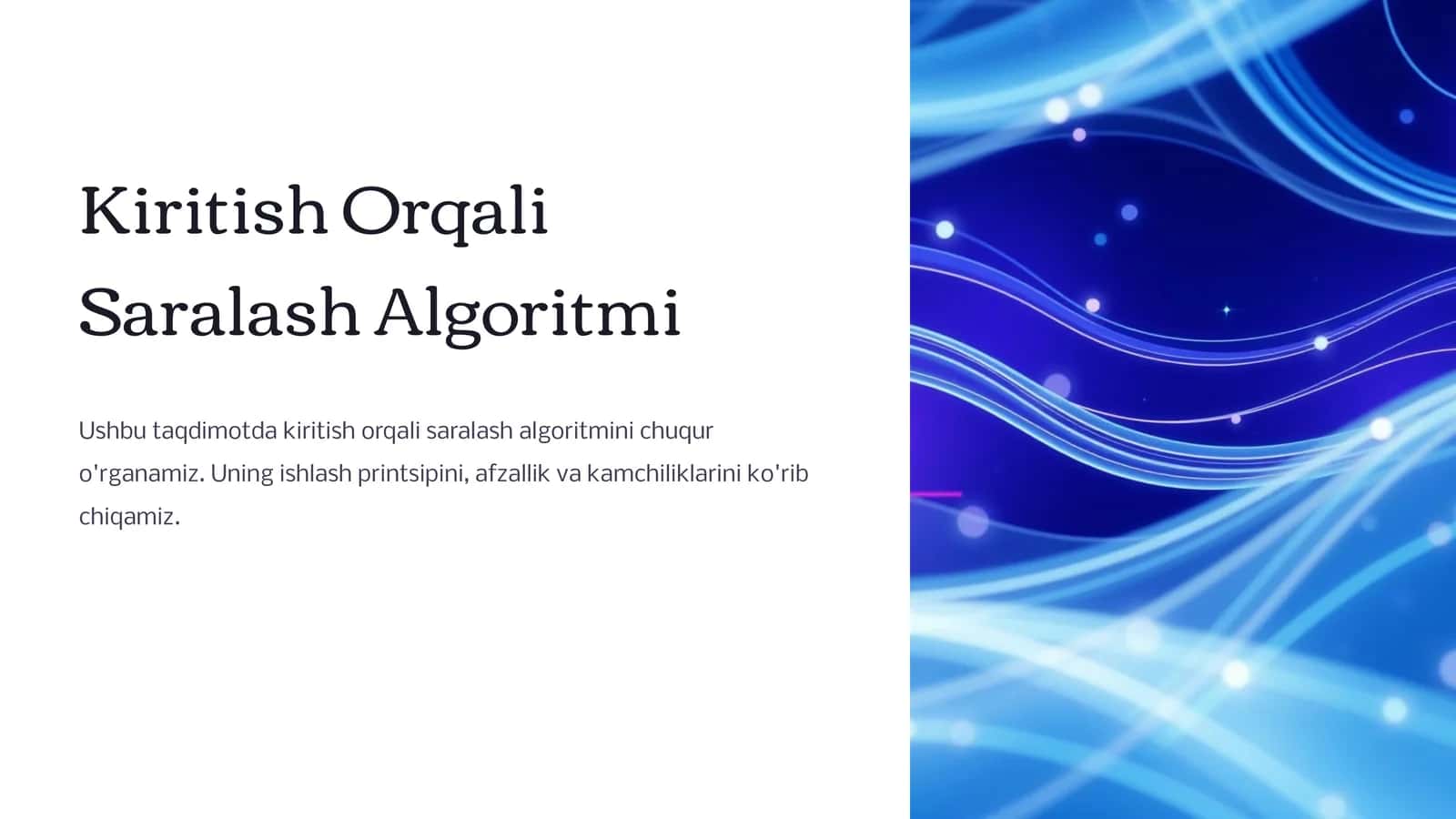 Kiritish Orqali Saralash Algoritmi 1