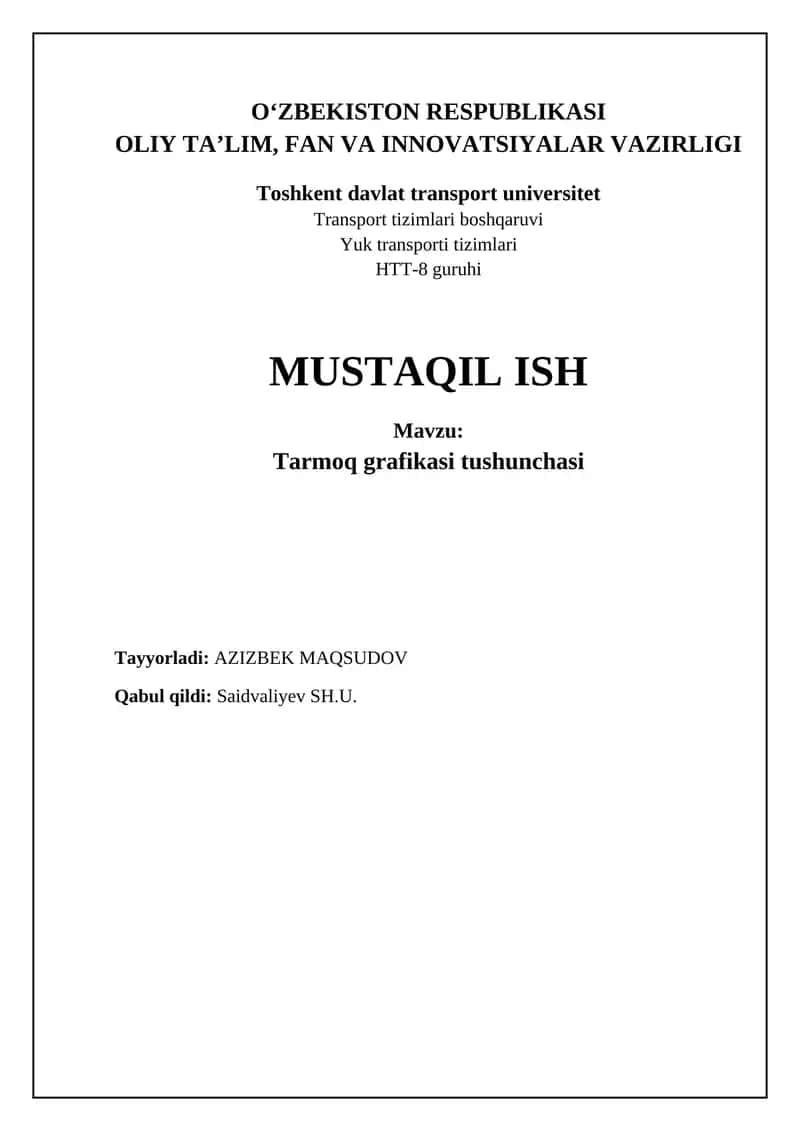 Tarmoq grafikasi tushunchasi 1