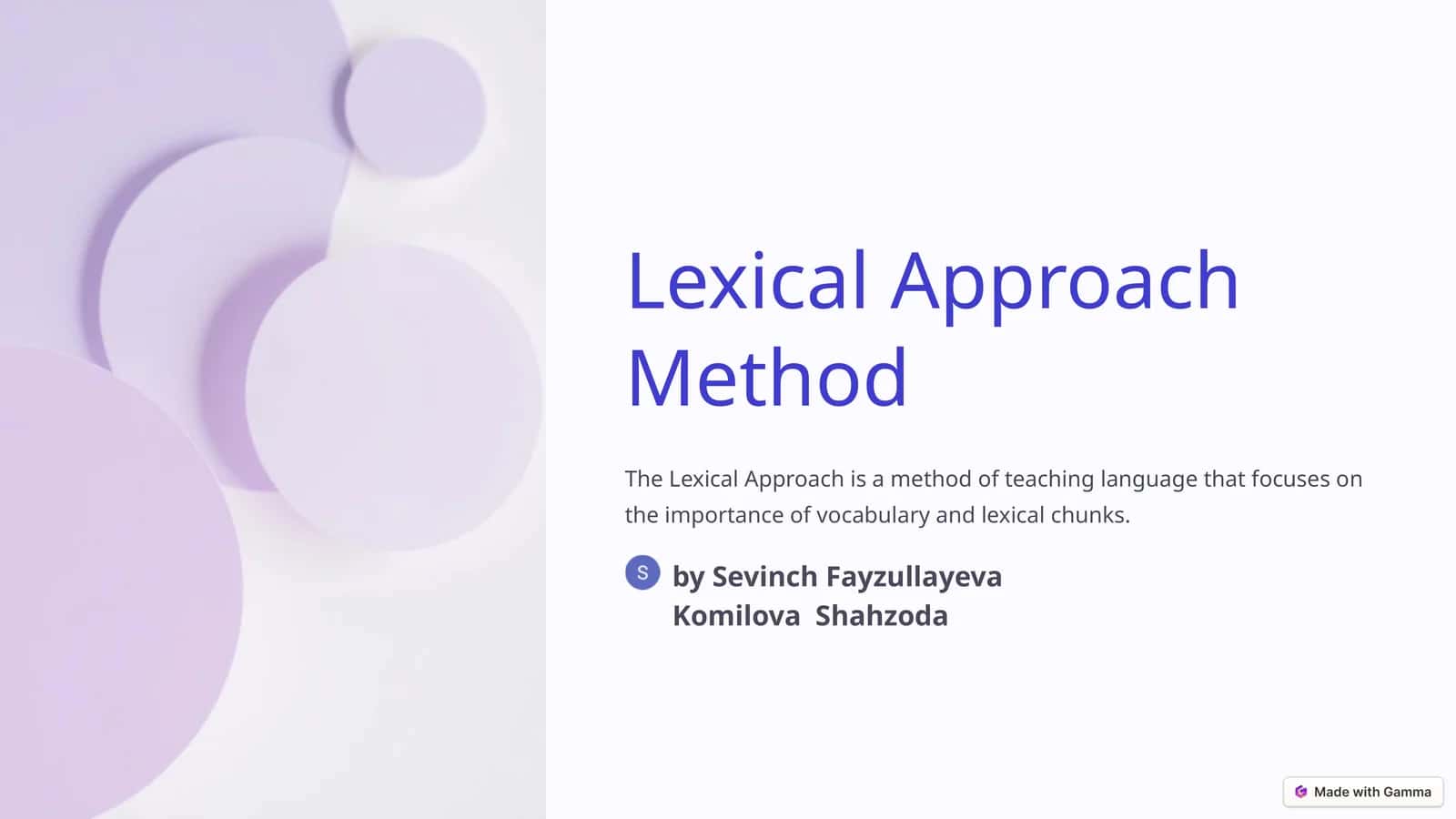 Lexical Approach Method 1