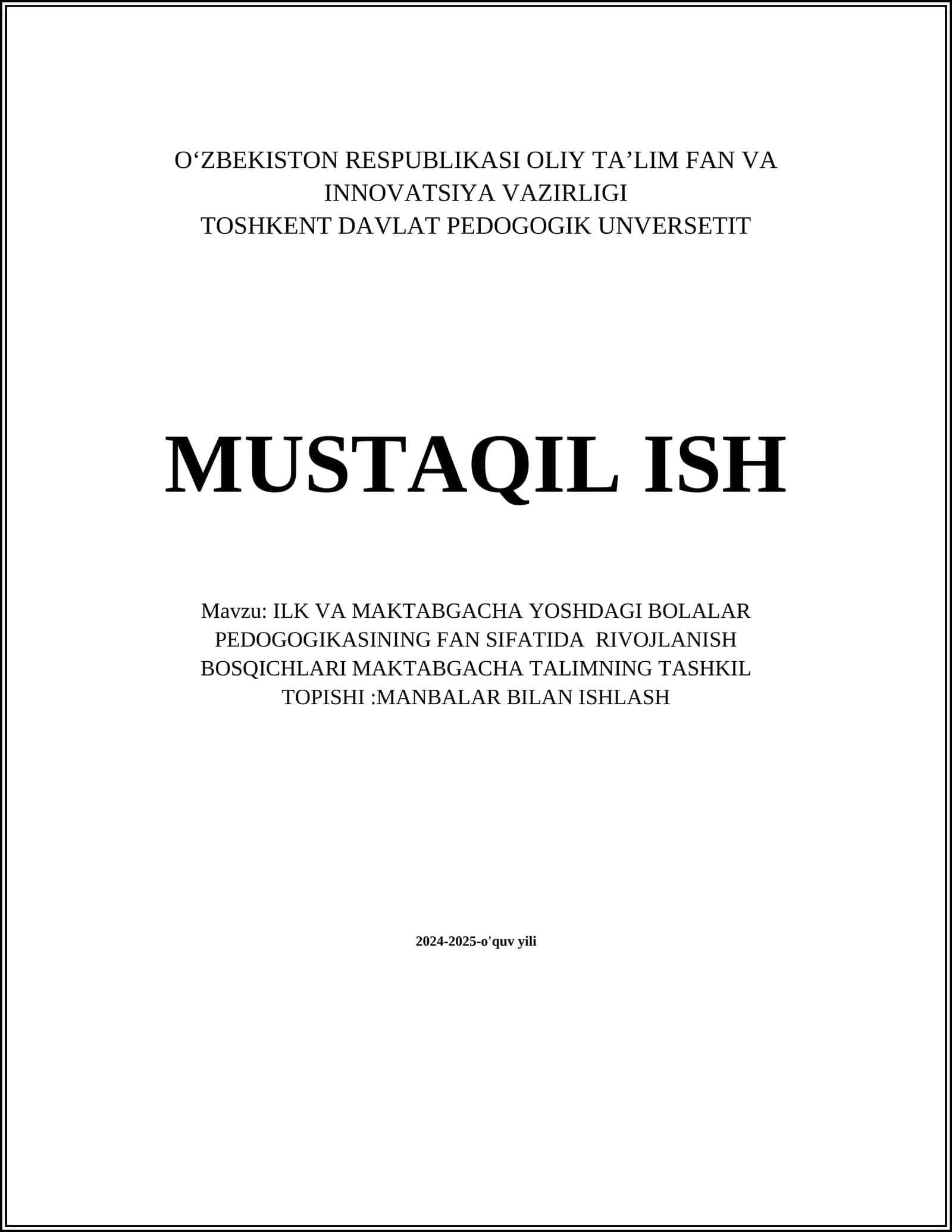 ILK VA MAKTABGACHA YOSHDAGI BOLALAR PEDOGOGIKASINING FAN SIFATIDA RIVOJLANISH BOSQICH 1