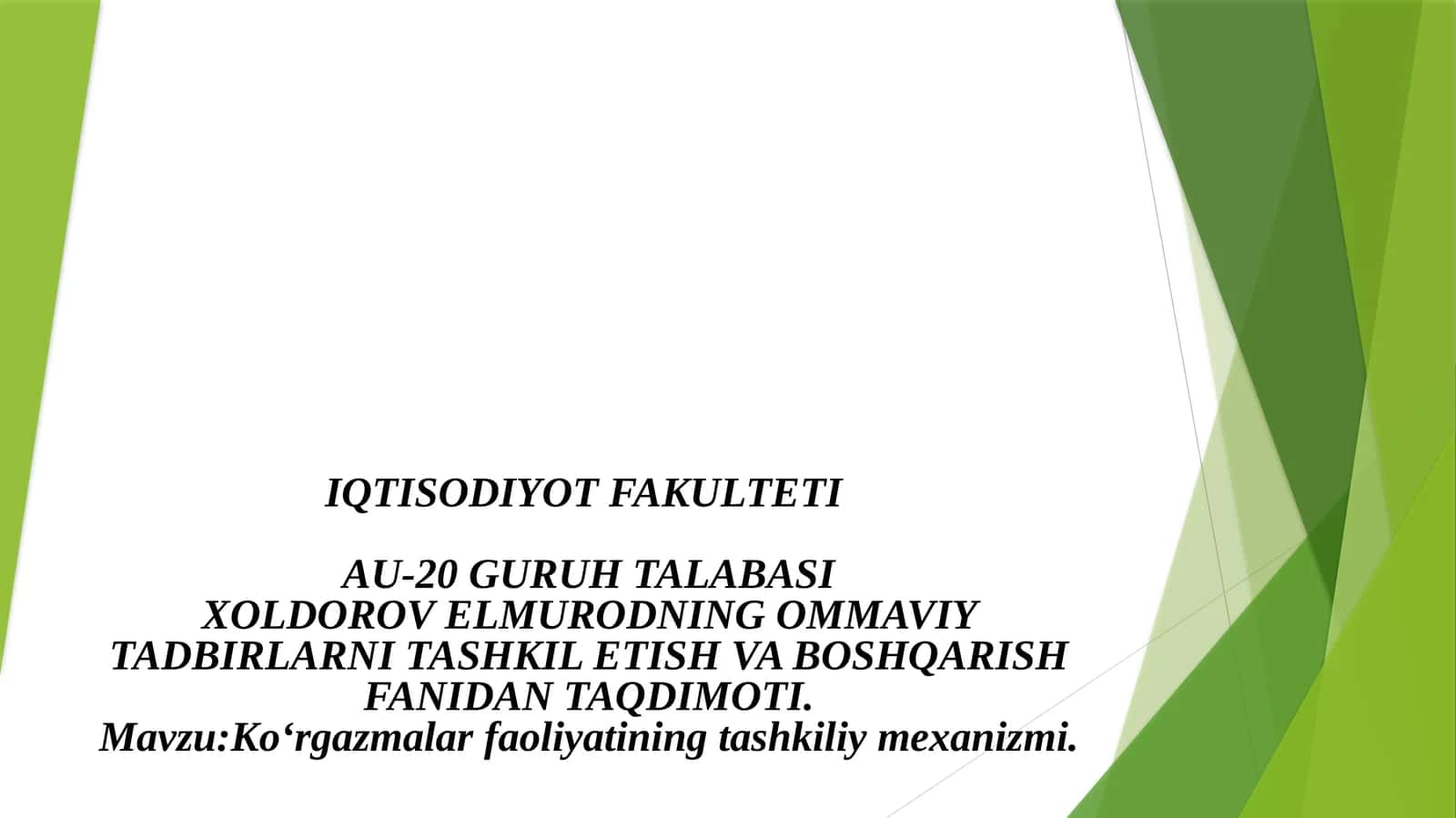 Ommaviy tadbirlar tasnifi 1