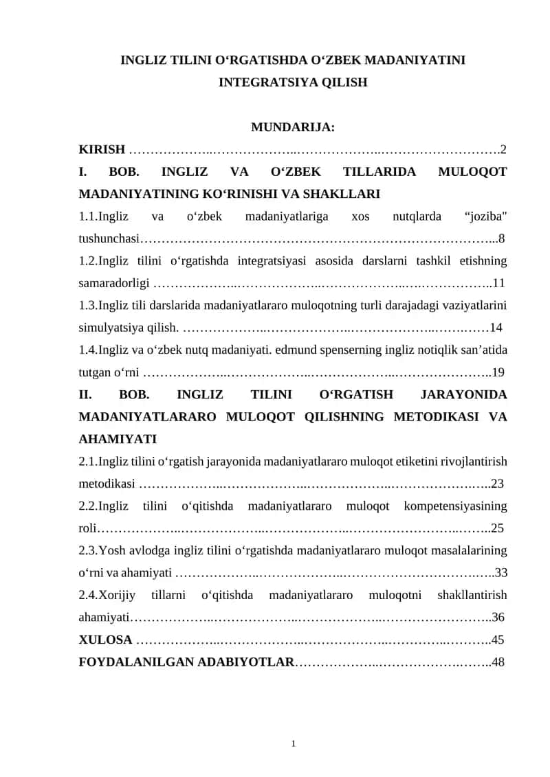 INGLIZ TILINI OʻRGATISHDA OʻZBEK MADANIYATINI INTEGRATSIYA QILISH 1