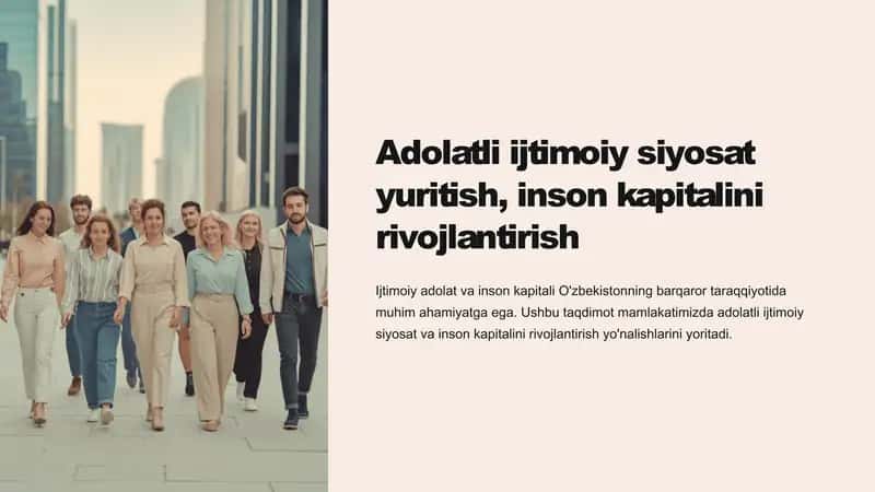Adolatli ijtimoiy siyosat yuritish, inson kapitalini rivojlantirish 1