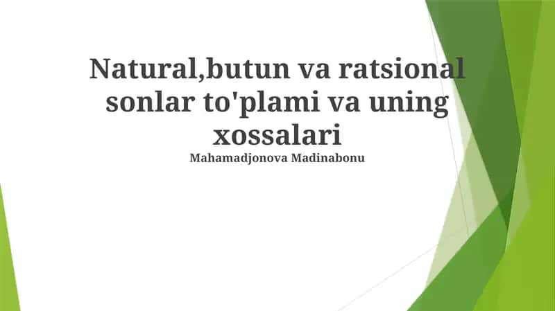 Tabiiy sonlar bo'linmasi 1