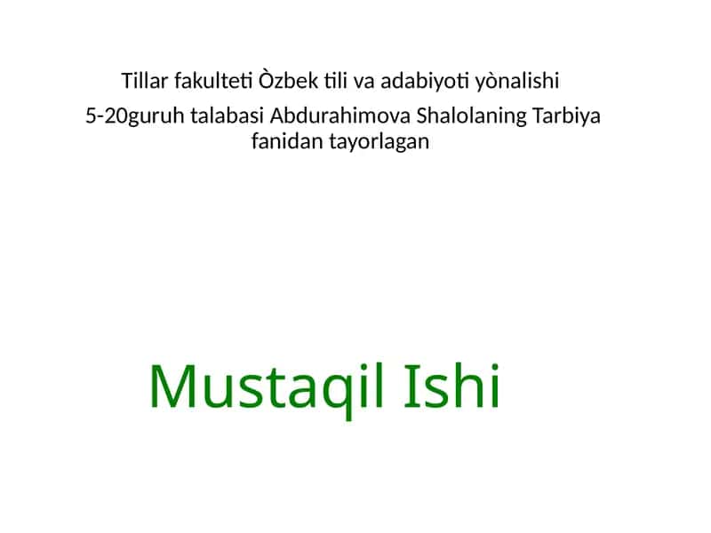 Islomda farzand tarbiyasi 1