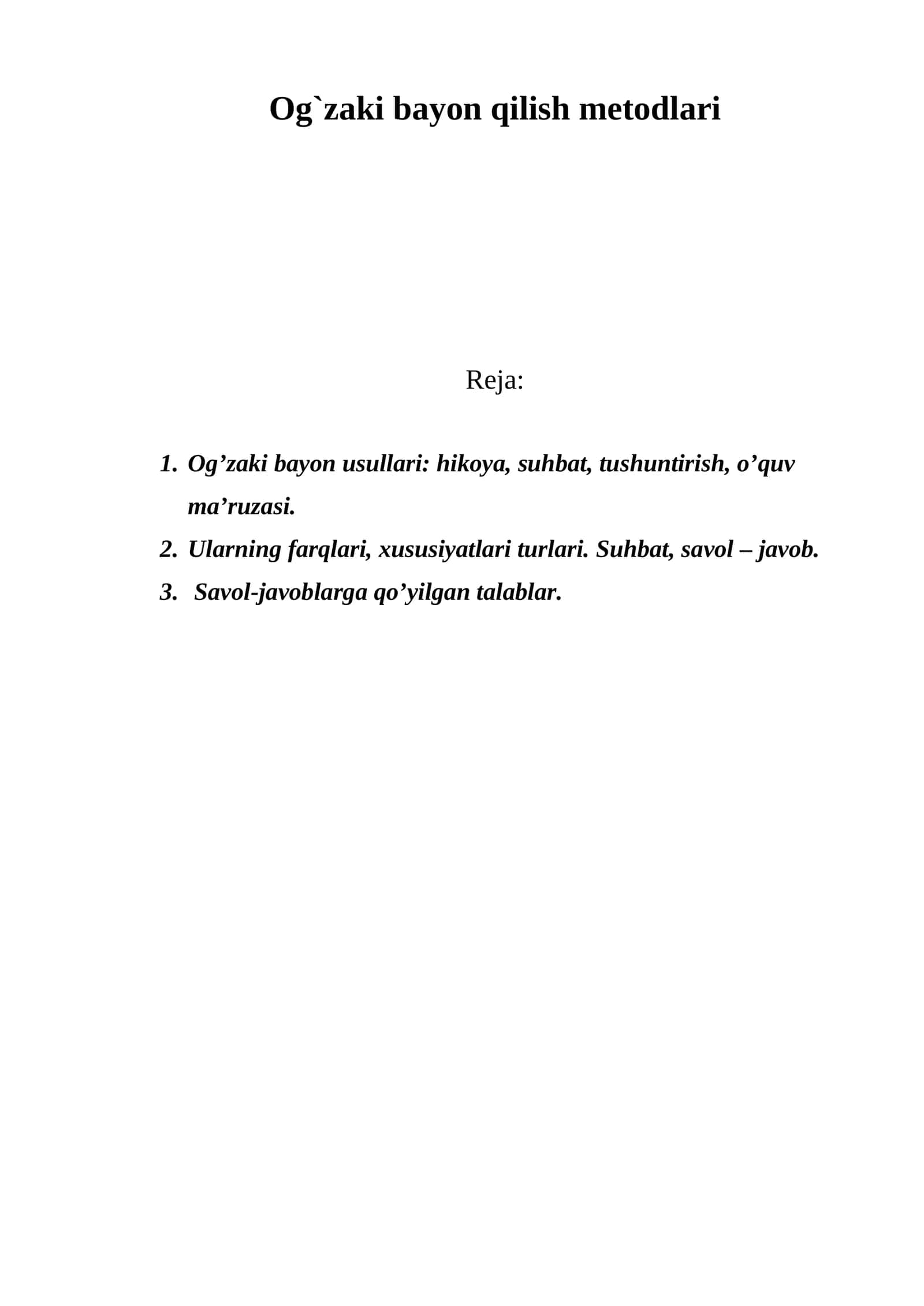 Og`zaki bayon qilish metodlari 1