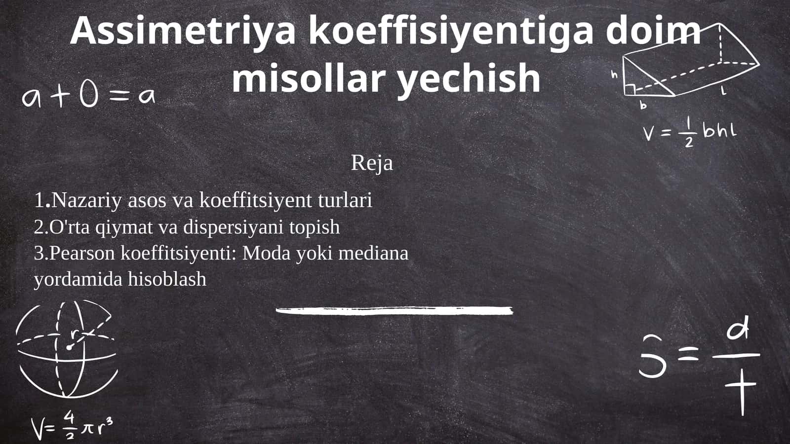 Assimetriya koeffisiyentiga doim misollar yechish 1