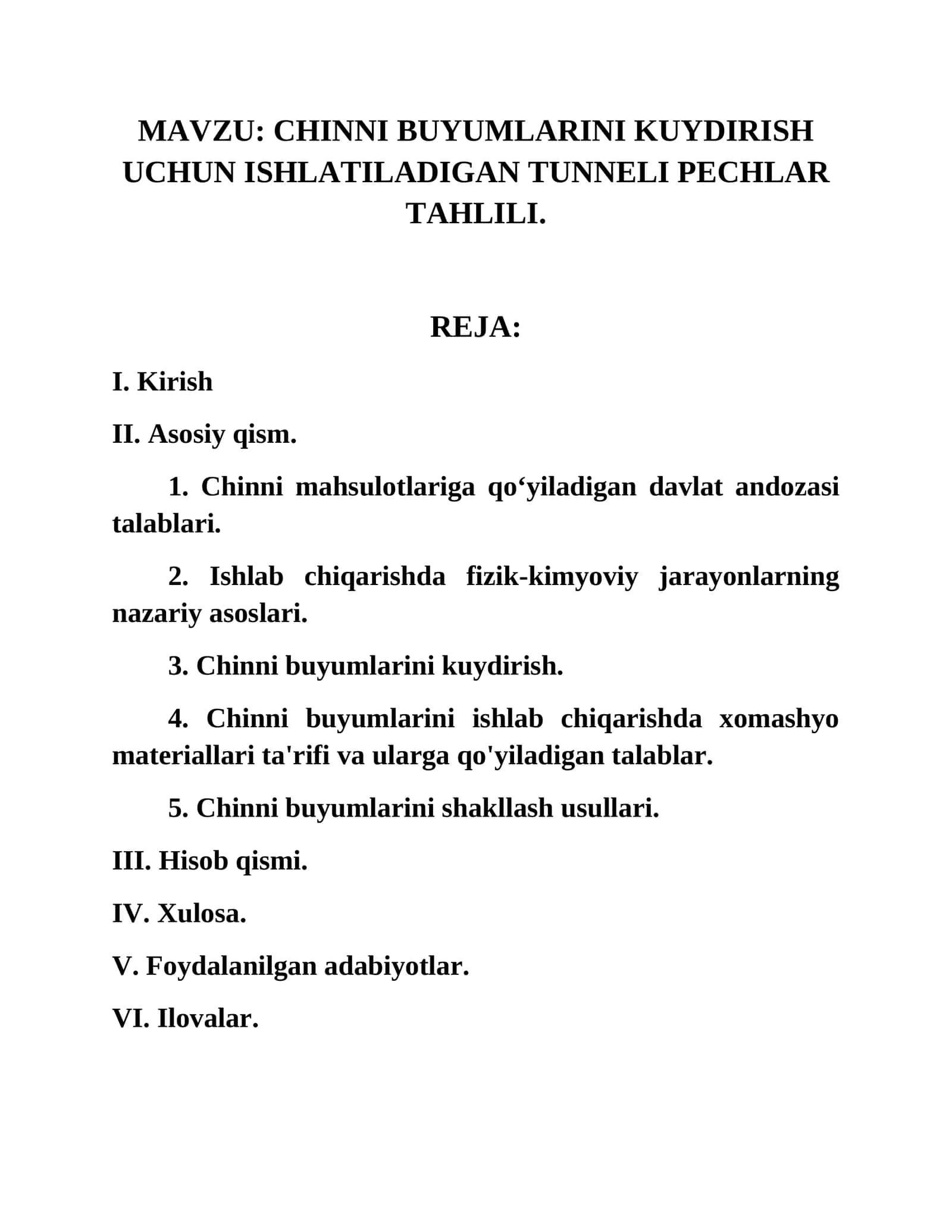 CHINNI BUYUMLARINI KUYDIRISH UCHUN ISHLATILADIGAN TUNNELI PECHLAR TAHLILI 1