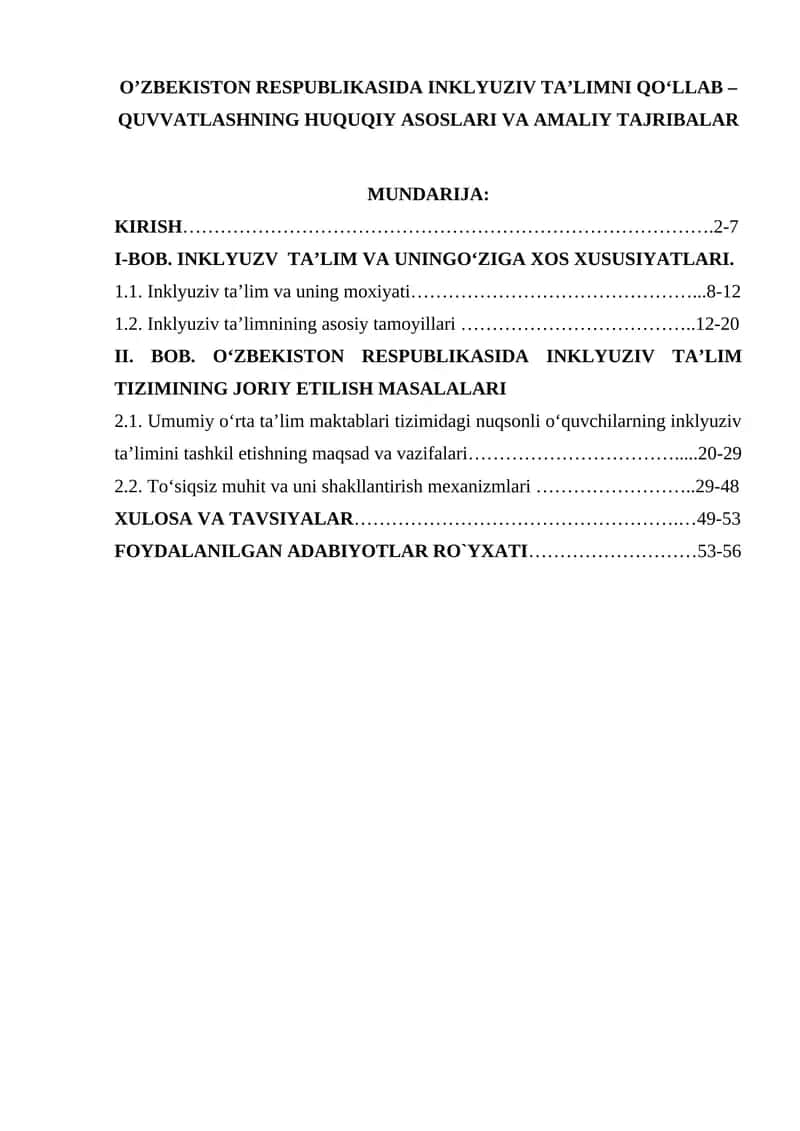 O’ZBEKISTON RESPUBLIKASIDA INKLYUZIV TA’LIMNI QO‘LLAB – QUVVATLASHNING HUQUQIY ASOSLARI VA AMALIY TAJRIBALAR 1