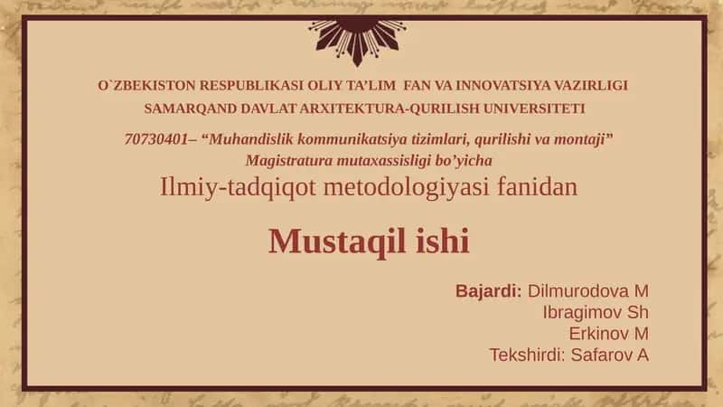 Ilmiy maktab tushunchasi va asosiy metodologik tamoyillar 1