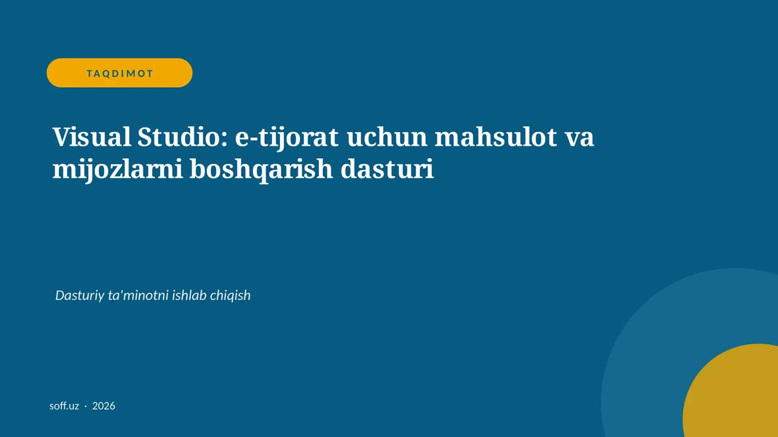 Visual Studio: e-tijorat uchun mahsulot va mijozlarni boshqarish dasturi 1