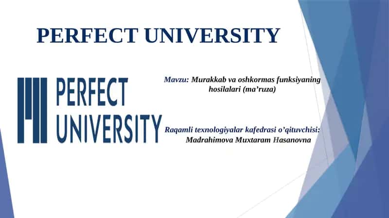 Murakkab va oshkormas funksiyaning hosilalari (ma’ruza) 1