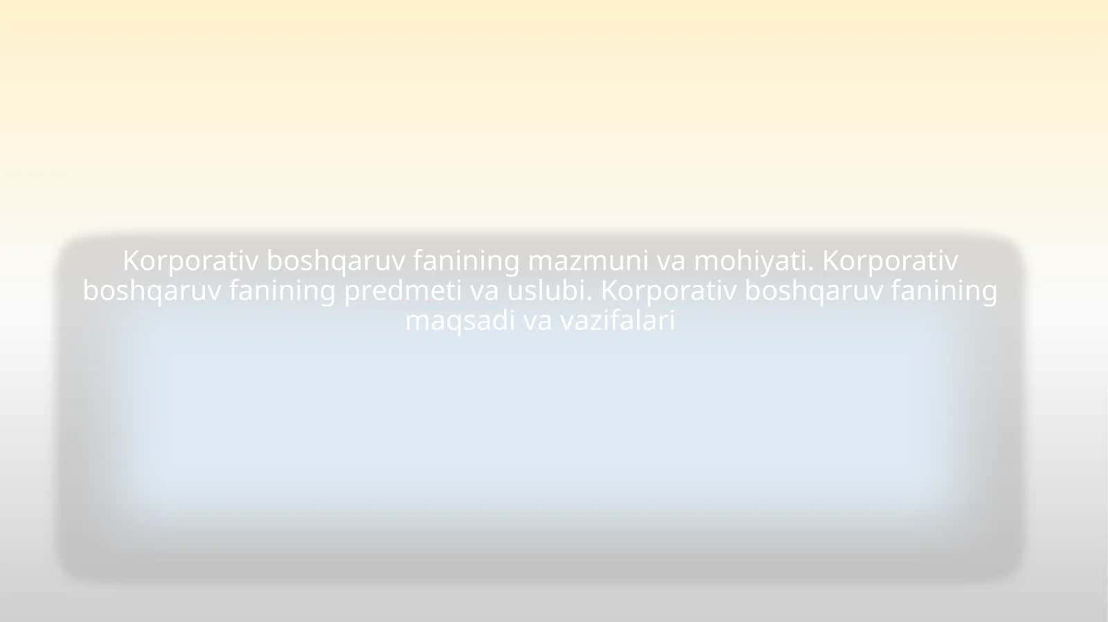 Корпоратив бошқарув фани 1