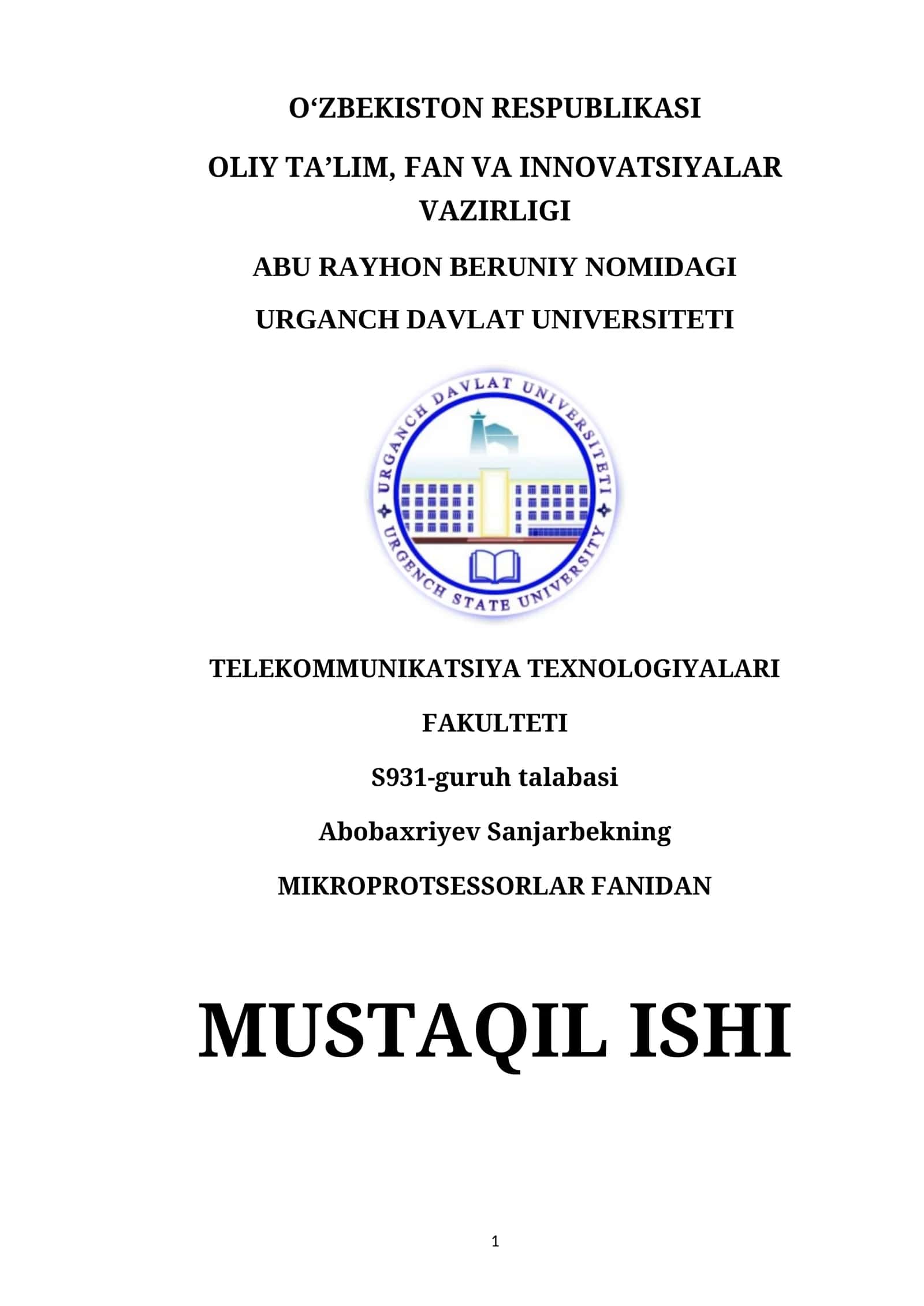 Kombinatsion sxemalarning analizi va mantiqiy tavsifi 1