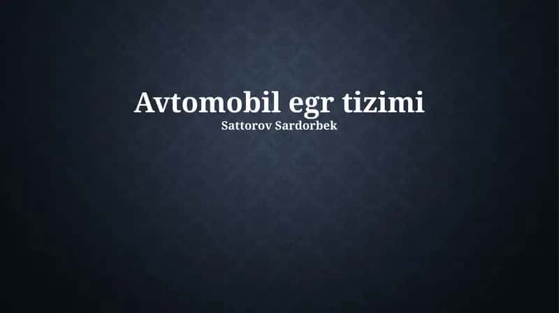 EGR Tizimi 1