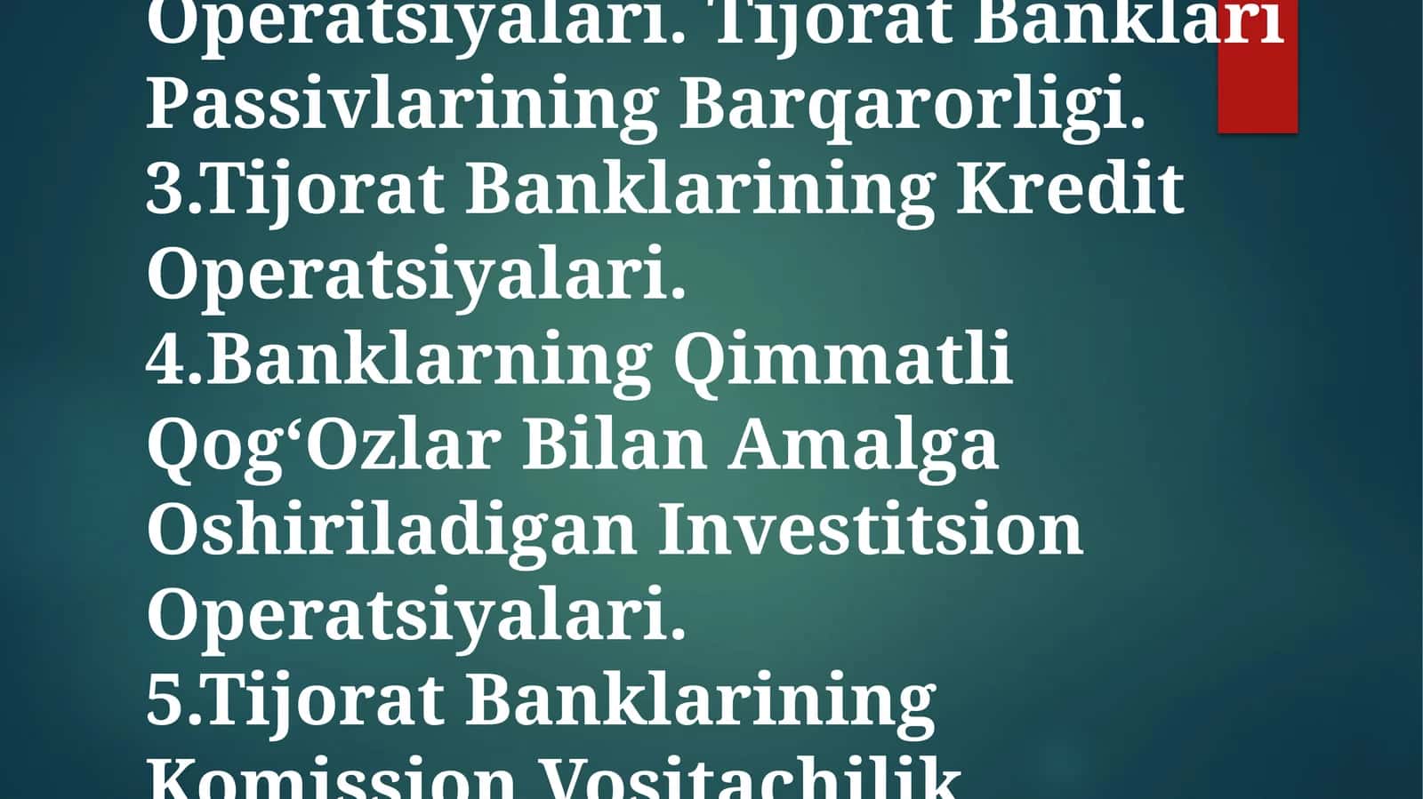 Tijorat Banklarining Operatsiyalari 1