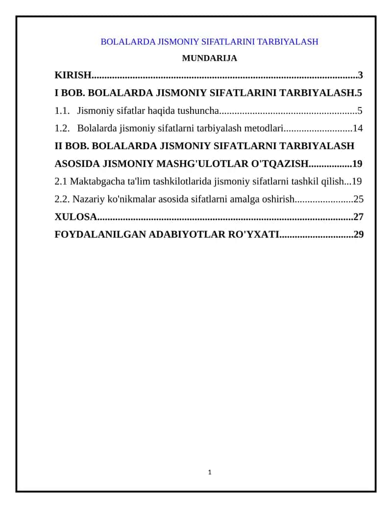 BOLALARDA JISMONIY SIFATLARINI TARBIYALASH 1