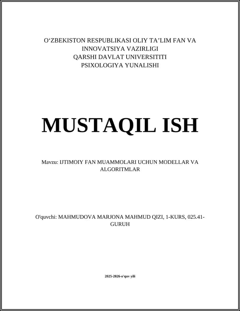 Agent asosidagi ijtimoiy tizimlarni modellashtirish va simulyatsiya algoritmlari 1