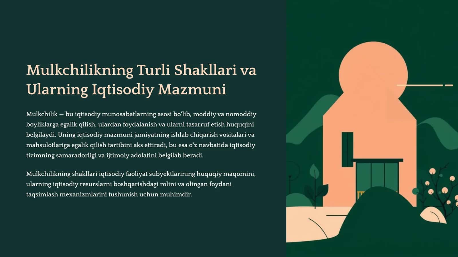 Mulkchilikning Turli Shakllari va Ularning Iqtisodiy Mazmuni 1