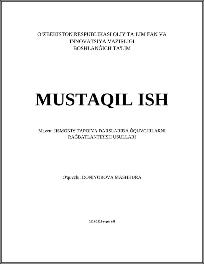 JISMONIY TARBIYA DARSLARIDA ÔQUVCHILARNI RAĜBATLANTIRISH USULLARI 1