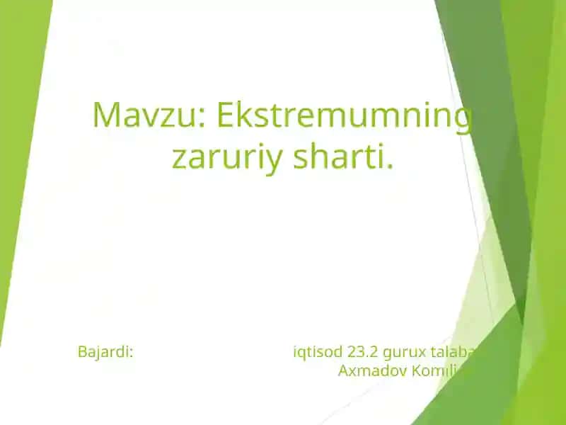 Ekstremumning zaruriy sharti 1