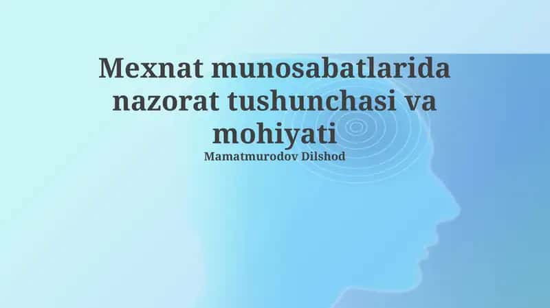 Mexnat munosabatlarida nazorat tushunchasi va mohiyati 1