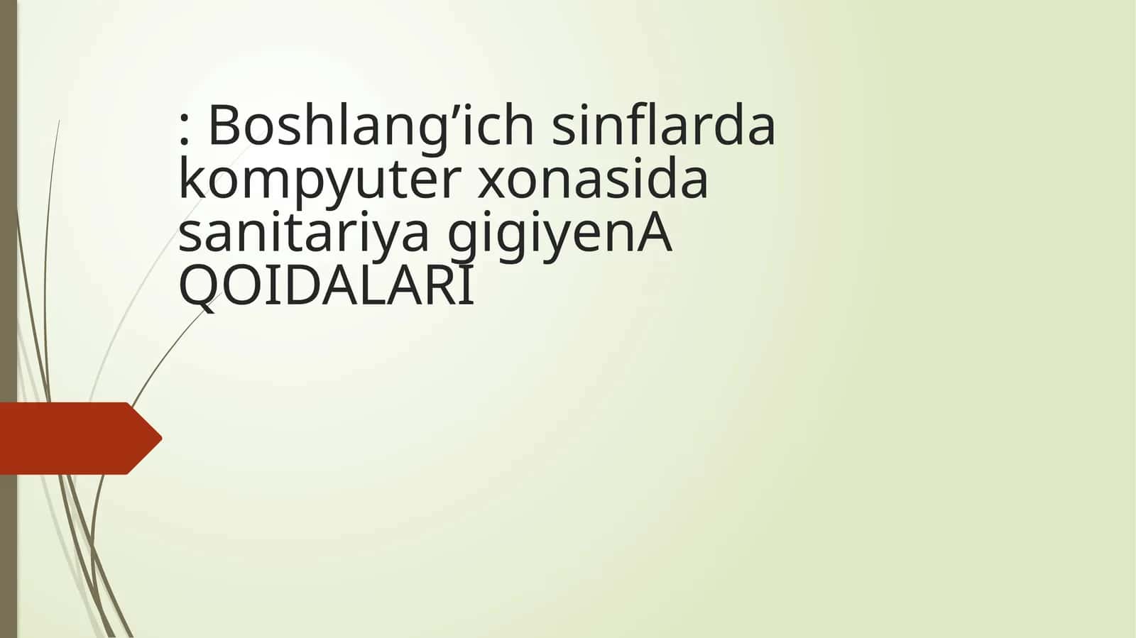Boshlang’ich sinflarda kompyuter xonasida sanitariya gigiyenA QOIDALARI 1