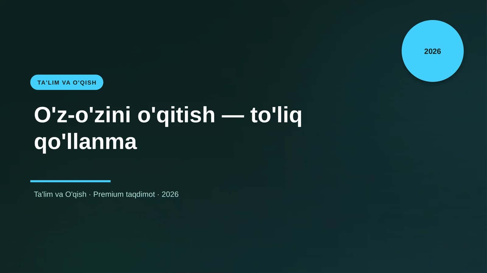 O'z-o'zini o'qitish — to'liq qo'llanma 1