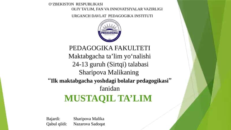 Mashg‘ulotga tarbiyachining innovatsion yondashuvi 1