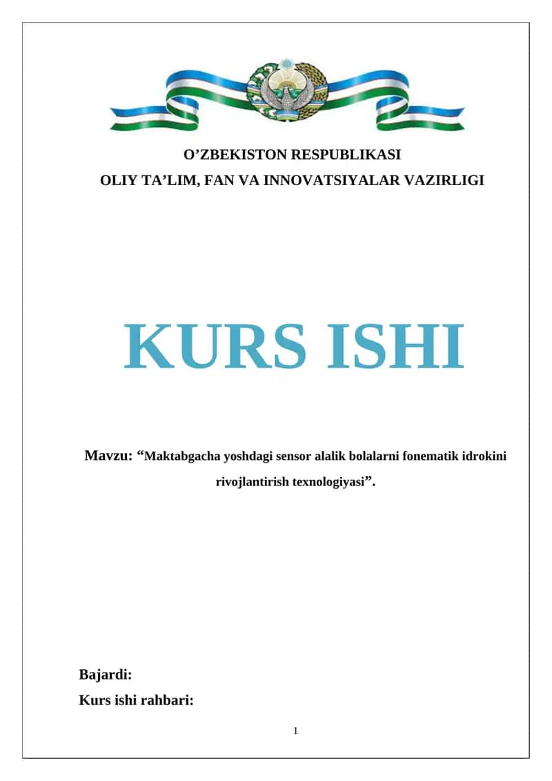 Maktabgacha yoshdagi sensor alalik bolalarni fonematik idrokini rivojlantirish texnologiyasi 1