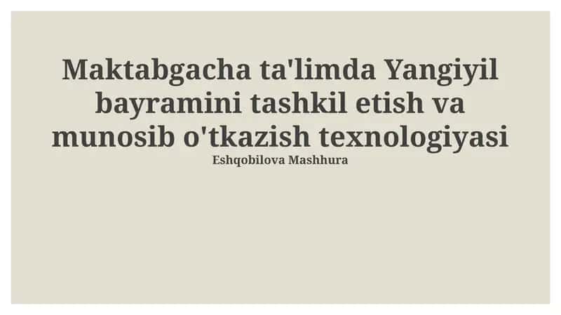 Yangiyil bayramini tashkil etish va munosib o'tkazish texnologiyasi 1
