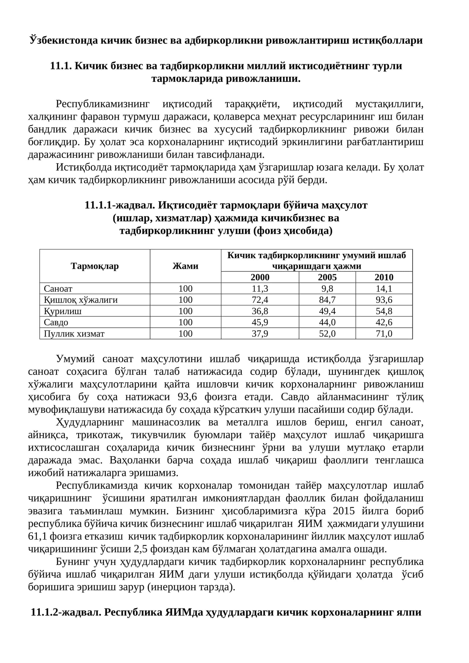 Ўзбекистонда кичик бизнес ва тадбиркорликни ривожлантириш истиқболлари 1