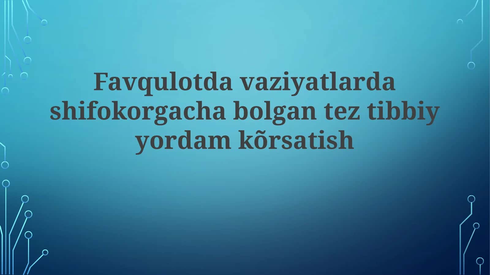 Favqulodda vaziyatlarda shifokorgacha bo'lgan tez tibbiy yordam ko'rsatish 1