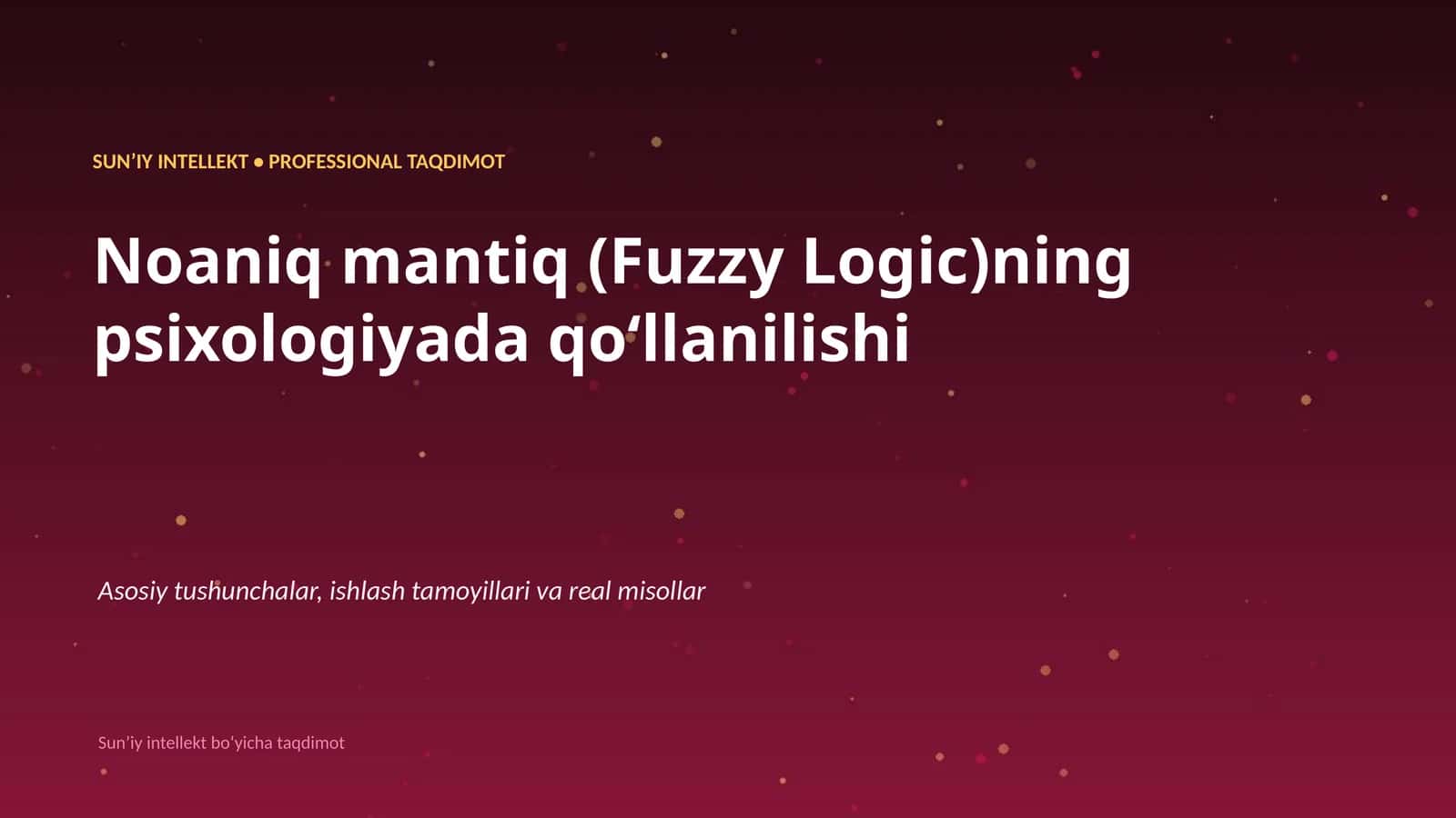 Noaniq mantiq (Fuzzy Logic)ning psixologiyada qoʻllanilishi 1