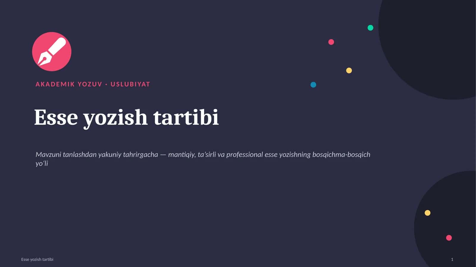 Esse yozish tartibi 1