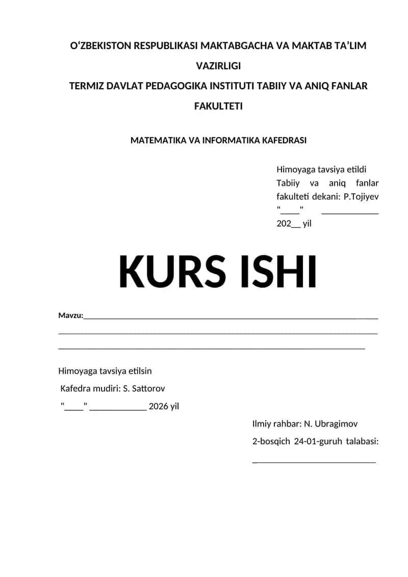 Ko‘p o‘zgaruvchili funksiyalarni ekstremumga tekshirish 1