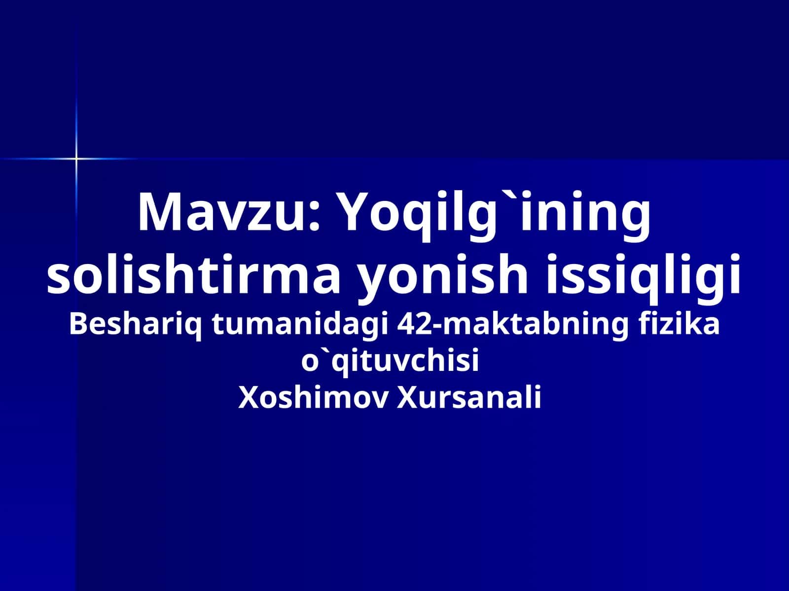 Yoqilg`ining solishtirma yonish issiqligi 1