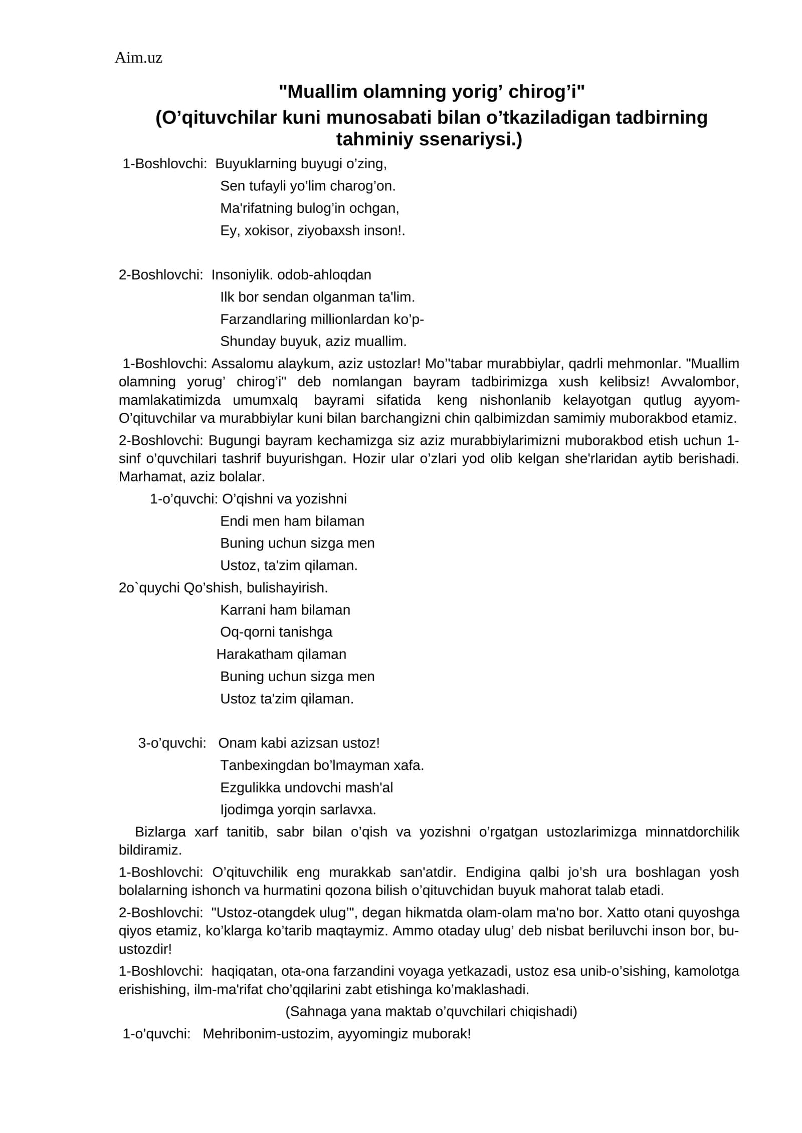 Muallim olamning yorig’ chirog’i 1