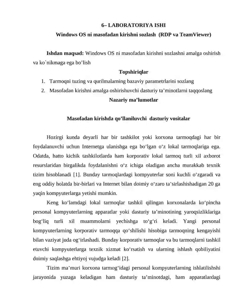 Masofadan kirish sozlash 1