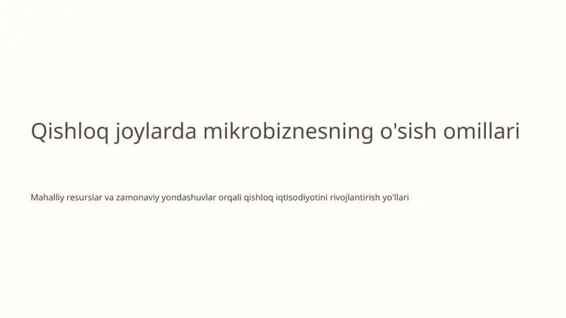 Qishloq joylarda mikrobiznesning o'sish omillari 1