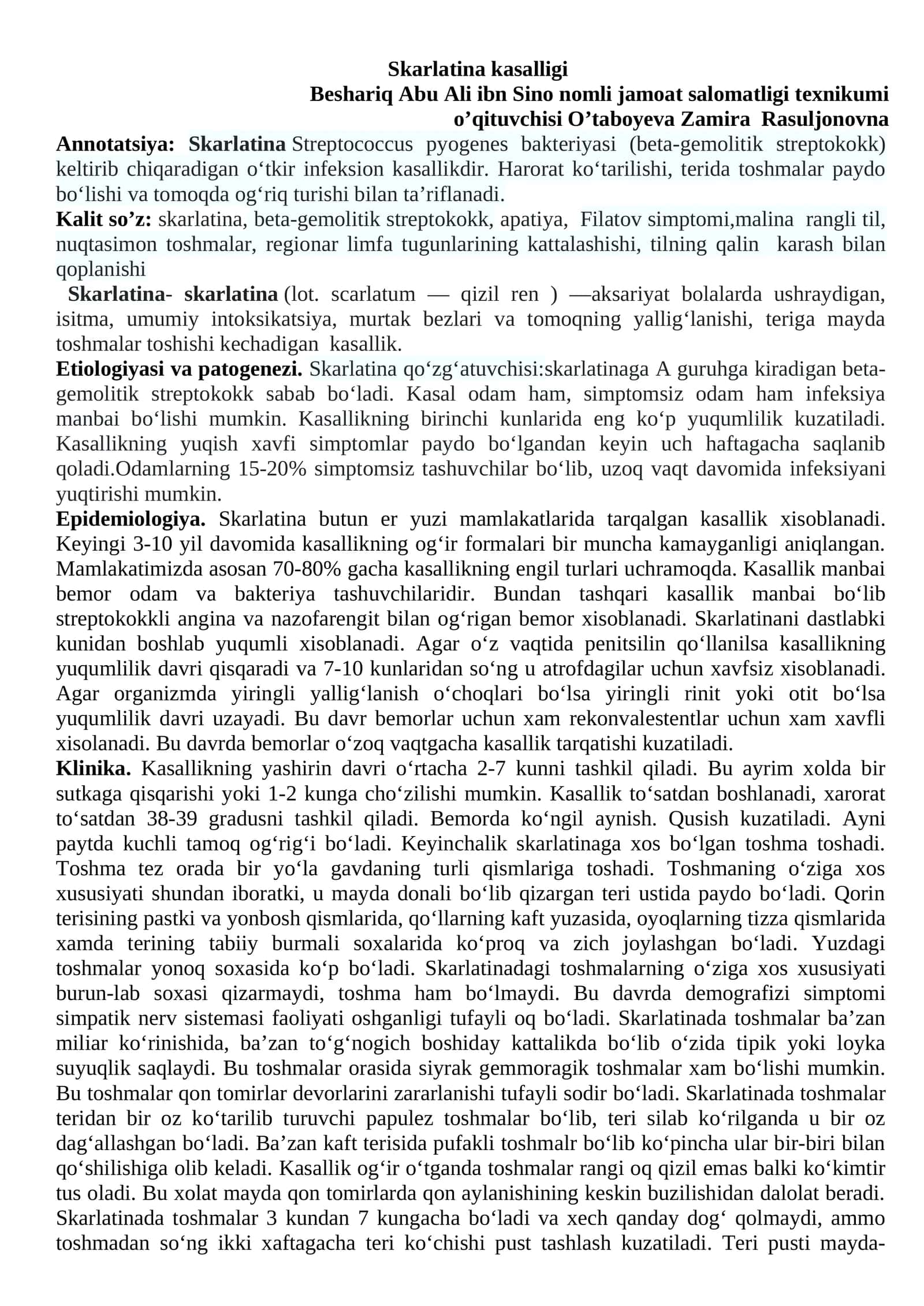 Skarlatina kasalligi 1