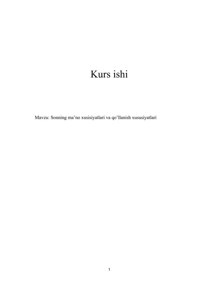 Sonning ma’no xusisiyatlari va qo’llanish xususiyatlari 1
