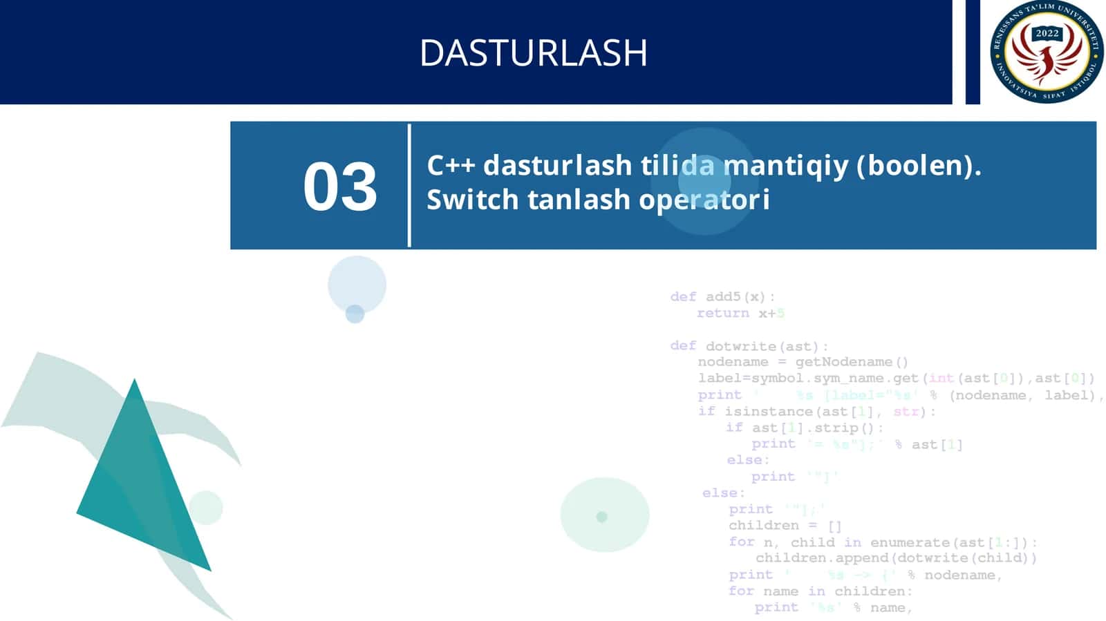 C++ dasturlash tilida mantiqiy (boolen). 1
