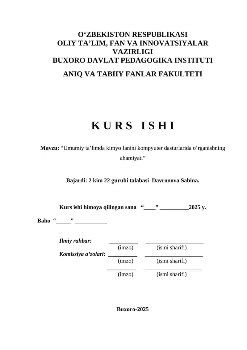 Umumiy ta’limda kimyo fanini kompyuter dasturlarida o‘rganishning ahamiyati 1